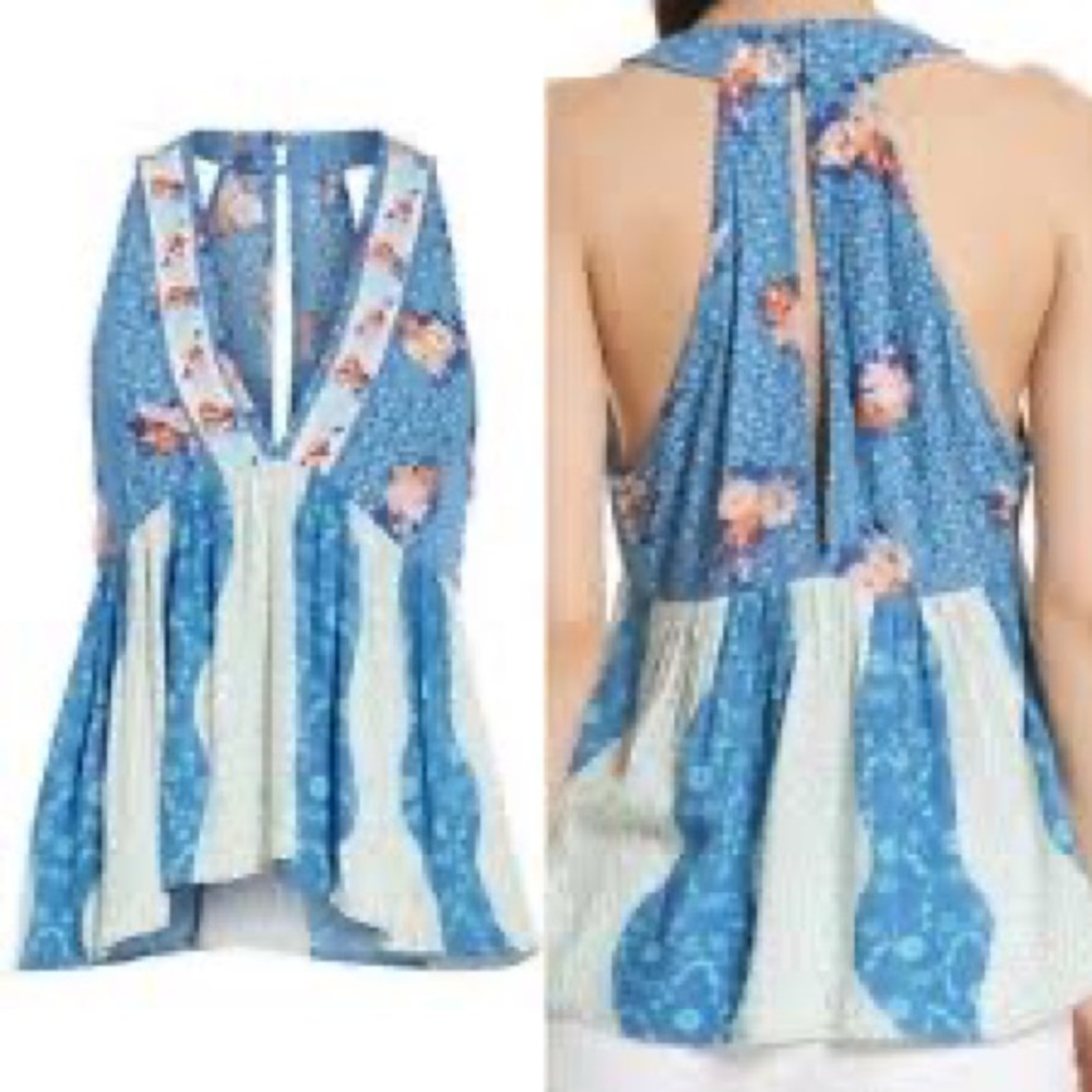 Beautiful blue floral print top from free people size medium